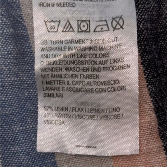 Naturals d&Co. Women’s XL Capris Striped Button Embellishment Linen Blend Boho - Picture 3 of 10